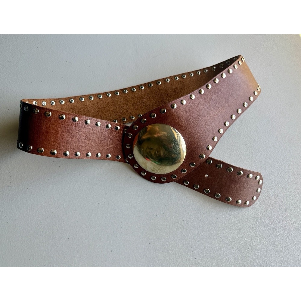 We The Free Sola Stud Belt Cognac Brown Leather Hip Belt S/M NWOT Boho Festival